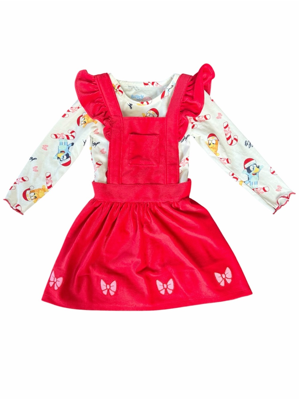 Bluey Girls 2T Christmas 2pc Jumper Dress Outfit NWT